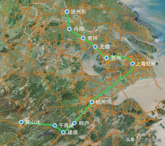 ​黄山至扬州高铁，G7320次列车，绕行上海虹桥等