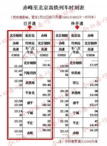​赤峰至北京高铁列车时刻表新鲜出炉！1月22日正式开通