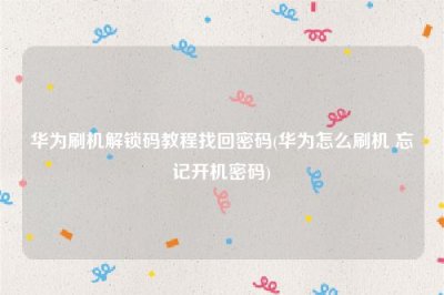 ​华为刷机解锁码教程找回密码(华为怎么刷机 忘记开机密码)