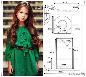 ​四款5-7岁小女童连衣裙裁剪图纸参考