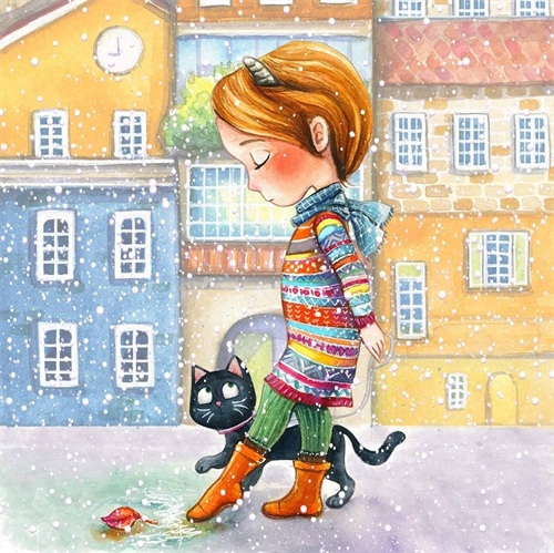 充满童趣的彩铅手绘儿童插画，丰富的色彩，温暖的画面，太治愈了