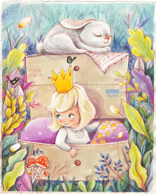 充满童趣的彩铅手绘儿童插画，丰富的色彩，温暖的画面，太治愈了