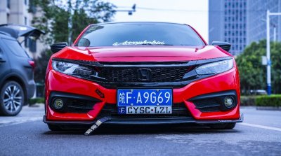 ​骚红低趴本田十代思域改装鉴赏